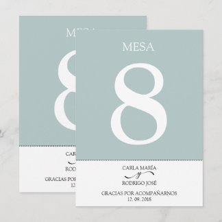 Convites NUESTRA BODA Número de Mesa em Espanhol Editável