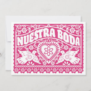 Convites Nuestra Boda Papel Picado Adora Pássaros