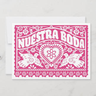 Convites Nuestra Boda Papel Picado Adora Pássaros