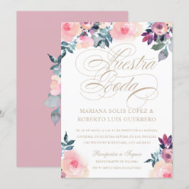 Convites Nuestra Espanhola Boda pintadas rosada morada