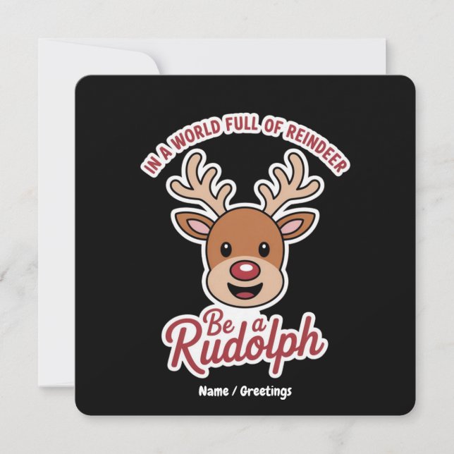 Convites Num Mundo Cheio De Renas Seja Um Rudolph Engraçado (Frente)