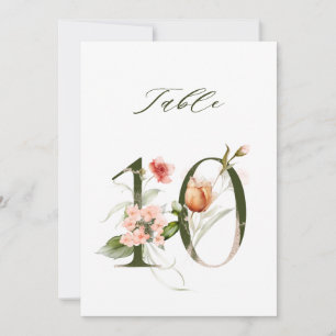 Convites Número Botânico Floral 5x7 Número 10, Número da Me