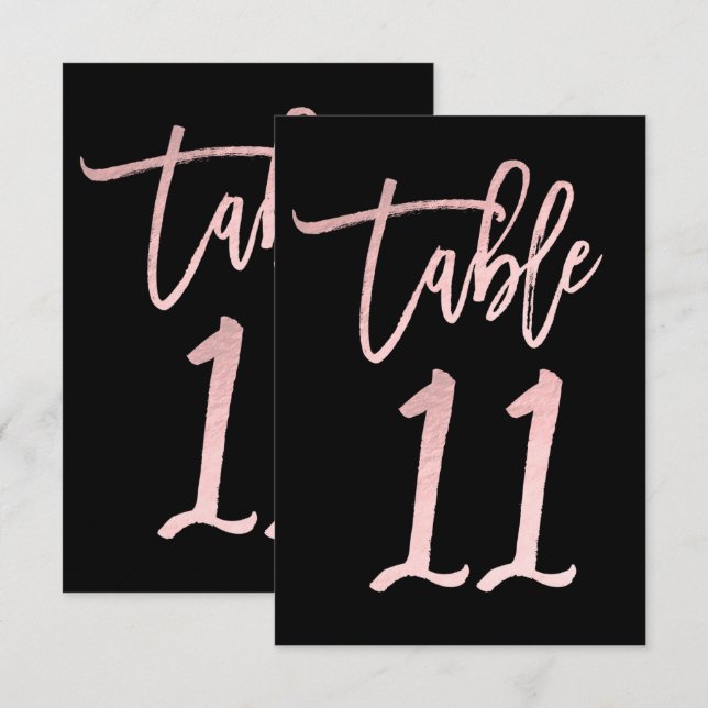 Convites Número da Mesa 11 em Moderno Rótulo de Letra com L (Frente/Verso)