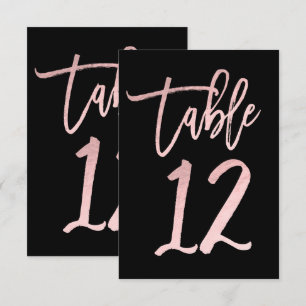 Convites Número da Mesa 12 Moderno em Folha Rosa Dourada Ro