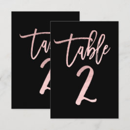 Convites Número da Mesa 2 Moderno em Folha Rosa Dourada Ros