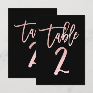 Convites Número da Mesa 2 Moderno em Folha Rosa Dourado Ros