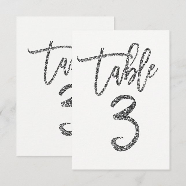 Convites Número da Mesa 3 em Letra Moderna Tendência com Br (Frente/Verso)