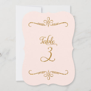 Convites Número da Mesa 3, Letreiro de Letra de Script Eleg