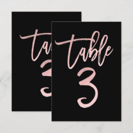 Convites Número da Mesa 3 Moderno em Folha Rosa Dourado Ros