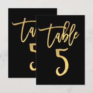 Convites Número da Mesa 5 em Grafia Moderna com Folha de Ou
