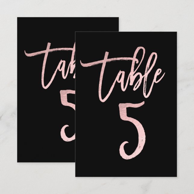 Convites Número da Mesa 5 Moderno Tom Rosa Dourado e Rosa M (Frente/Verso)