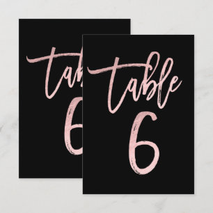 Convites Número da Mesa 6 Moderno em Tom Rosa Dourado e Ros