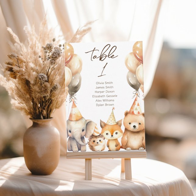 Convites Número da mesa Animais de aquarela chá de bebê  (Criador carregado)