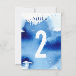 Convites NÚMERO DA MESA aquarela elegante azul escuro legal