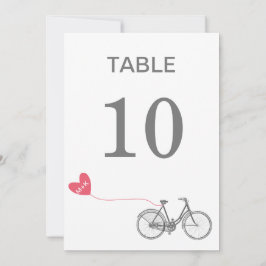 Convites Número da mesa bicicleta romântica com iniciais