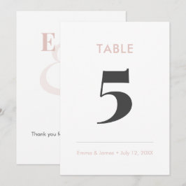 Convites Número da Mesa Blush Minimalista Ampersand