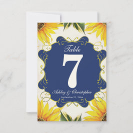 Convites Número da Mesa da Recepção de Casamento com Girass