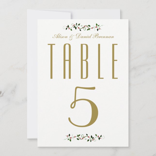 Convites Número da Mesa da Recepção de Casamento de Férias  (Frente)