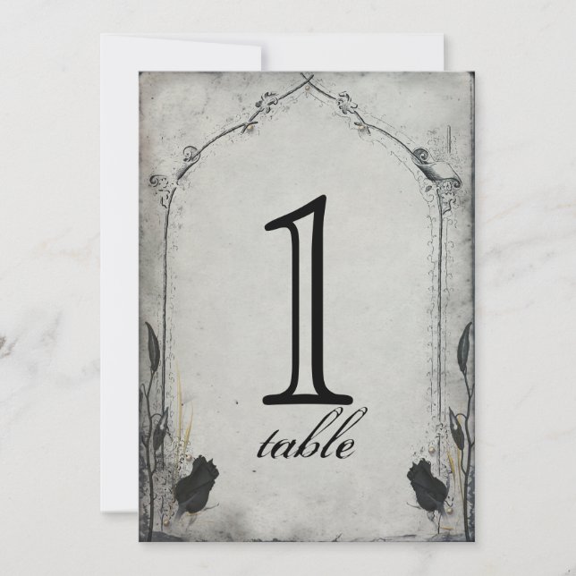 Convites Número da Mesa de Aniversário Treliça Rosa Preta G (Frente)