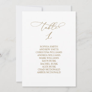 Convites Número da Mesa de Caligrafia Elegante 1 Carta de A