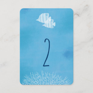 Convites Número da mesa de casamento aquarela de peixes tro