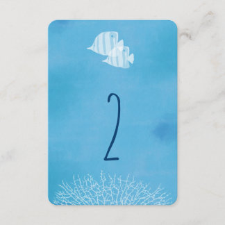 Convites Número da mesa de casamento aquarela de peixes tro