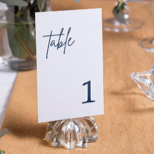 Convites Número da mesa de casamento azul marinho
