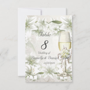 Convites Número da Mesa de Casamento Bege Verde Floral Bran