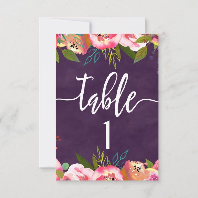 Convites Número da Mesa de Casamento Chic Blooming Gráfico  (Frente)