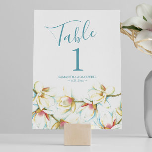 Convites Número da Mesa de Casamento com Flor de Magnólia