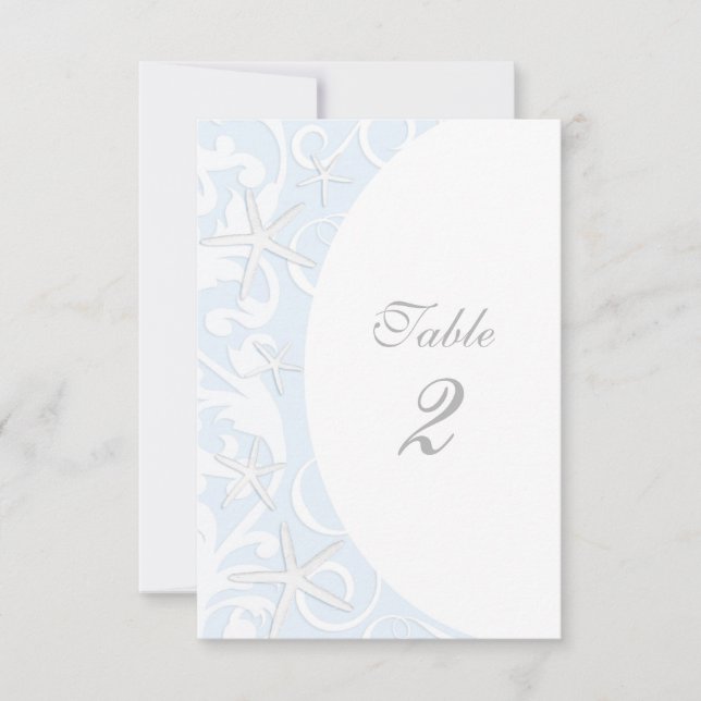 Convites Numero da Mesa de Casamento da Praia Azul-Azul (Frente)