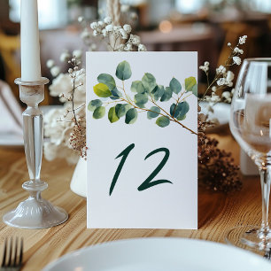 Convites Número da mesa de casamento da sucursal Eucalyptus