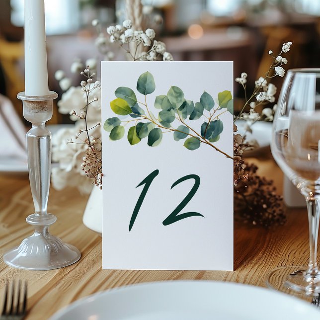 Convites Número da mesa de casamento da sucursal Eucalyptus (Eucalyptus branch wedding table number)