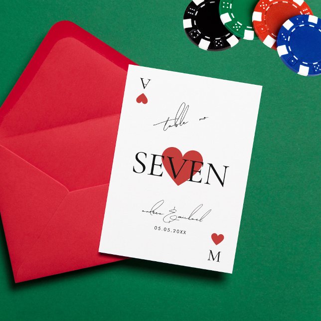Convites Número da Mesa de Casamento de Cassino Vegas com C (Criador carregado)