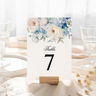 Convites Número da Mesa de Casamento de Flores Azuis e Bran