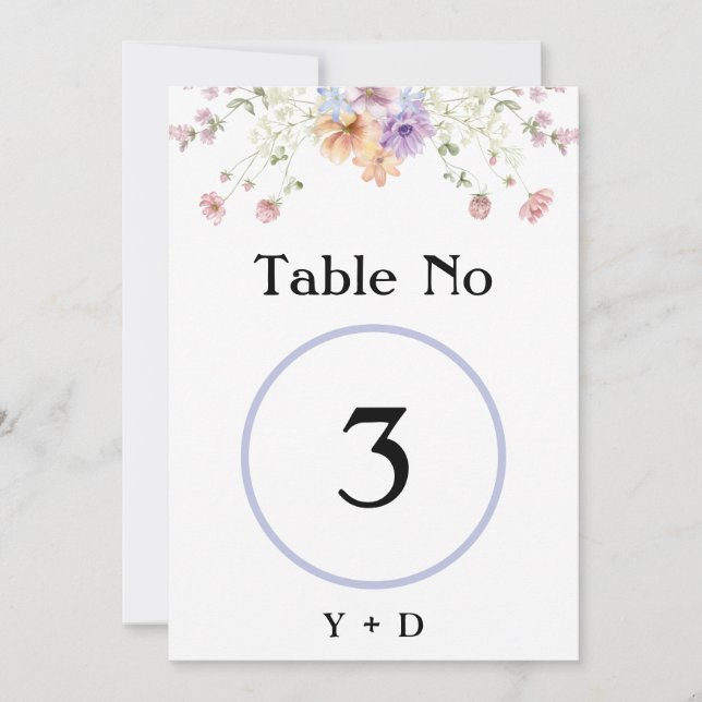 Convites Número da mesa de casamento de primavera com flore (Frente)