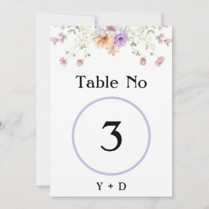 Convites Número da mesa de casamento de primavera com flore