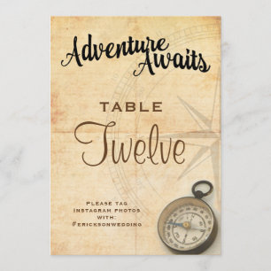 Convites Número da Mesa de Casamento de Viagens de Aventura