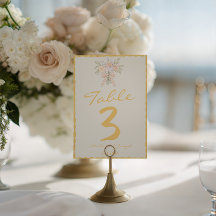 Número da Mesa de Casamento Desenhado à Mão com Aq