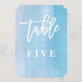 Convites Número da mesa de casamento em aquarela azul