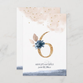 Convites Número da mesa de casamento em azul-marinho, rosa 