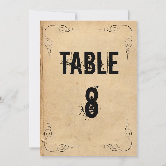 Convites Número da Mesa de Casamento em Papel Marrom Grunge (Verso)