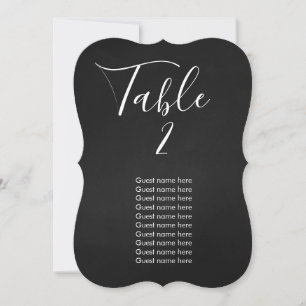 Convites Número da mesa de casamento em quadro-negro + cart