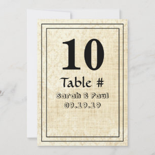 Convites Número da Mesa de Casamento em Sacaria com Floral