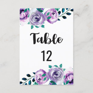Convites Número da Mesa de Casamento em Verde-Menta e Roxo