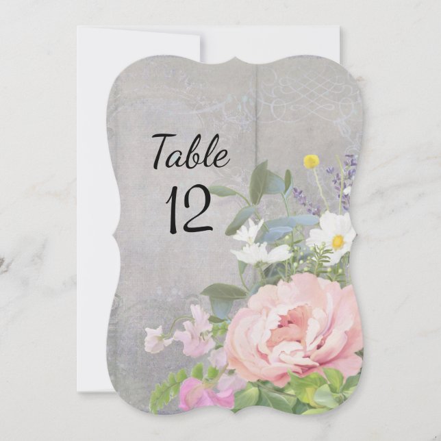 Convites Número da Mesa de Casamento Família Rústico Floral (Frente)