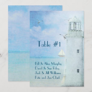 Convites número da mesa de casamento-farol