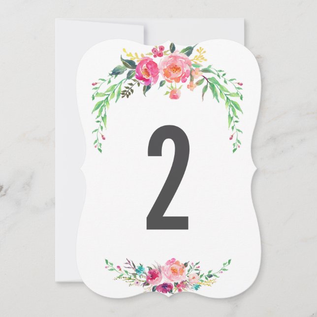 Convites número da mesa de casamento FLORAL BOHÊMIA (Frente)