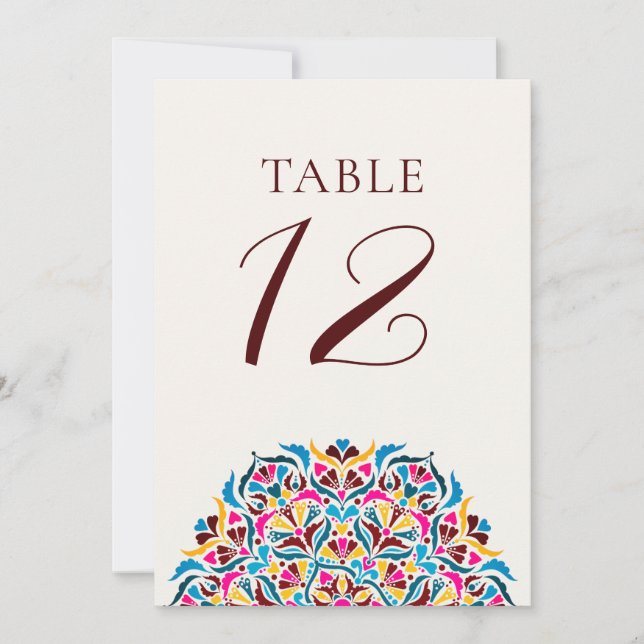 Convites Número da Mesa de Casamento Floral Caprichosa Mage (Frente)