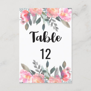 Convites Número da Mesa de Casamento Floral Peônia Gráfico